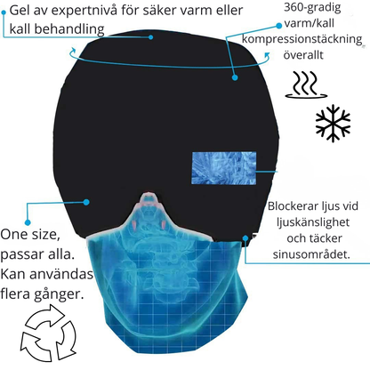 Kyl-eller värmehuva för komfort och avkoppling mot spänning och trötthet