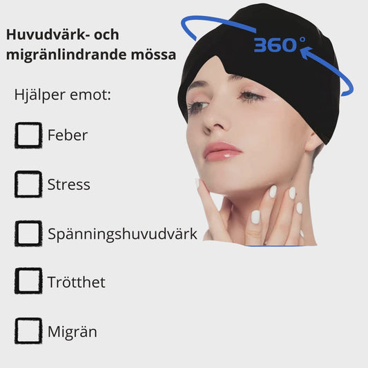 Kyl-eller värmehuva för komfort och avkoppling mot spänning och trötthet